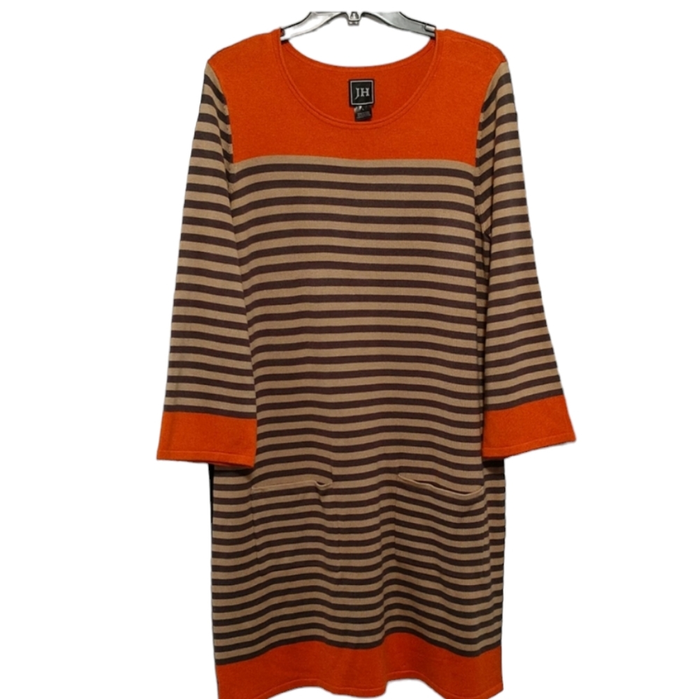 New JH Collectibles Striped Sweater Dress sz Large